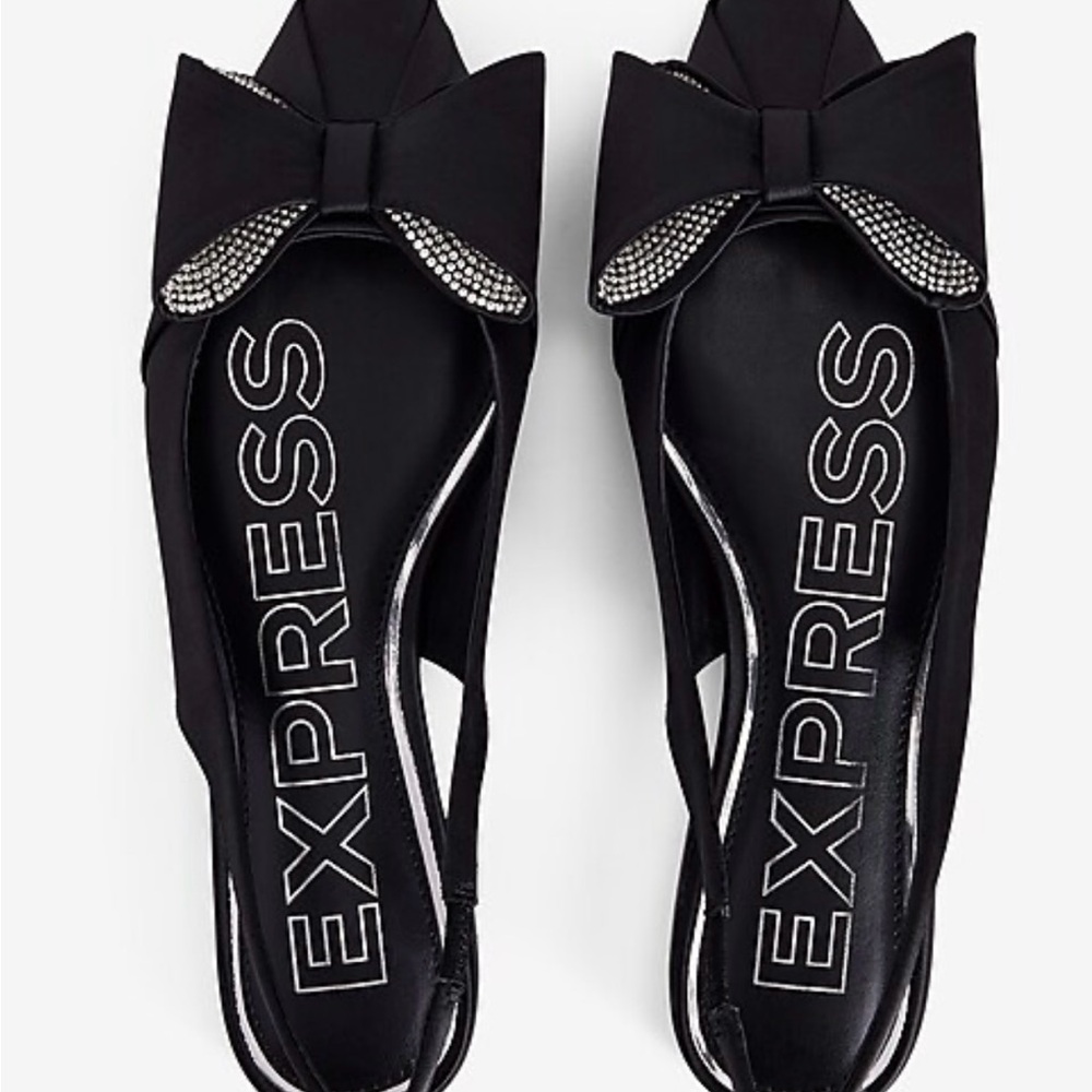 Express Black Slingback Heels with Bow Detail NWT size 10
